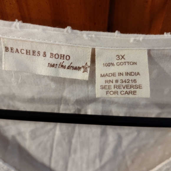 Beaches & Boho white long sleeve beach cover up, size 3X. - Picture 2 of 9